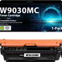 W9030 W9030MC Black Toner Cartridge (New Chip) Replacement for HP W9030MC Toner Cartridge for Color Laser MFP E67550 E67650 E67560 E67660 E67550dh E67650dh E67560z E67660z Printer Ink, 1 Pack