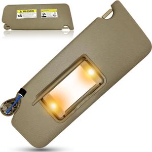 Sun Visor for Honda Pilot 2016 2017 2018 2019 2020 2021 2022 Honda Ridgeline 2018-2020 Replacement Sun Shade # 83280-TG7-A12ZA with Vanity Light/with Makeup Mirror (Beige(Driver Left))