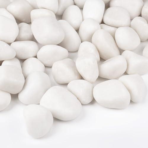 Rahato 30 lbs White Rocks for Landscaping, 1-3 inch Decorative Rocks for Plants Indoor, Large Polished River Rocks for Garden, Outdoor Landscaping, Walkways, Yard, Plants Pots, Vases, Crafts