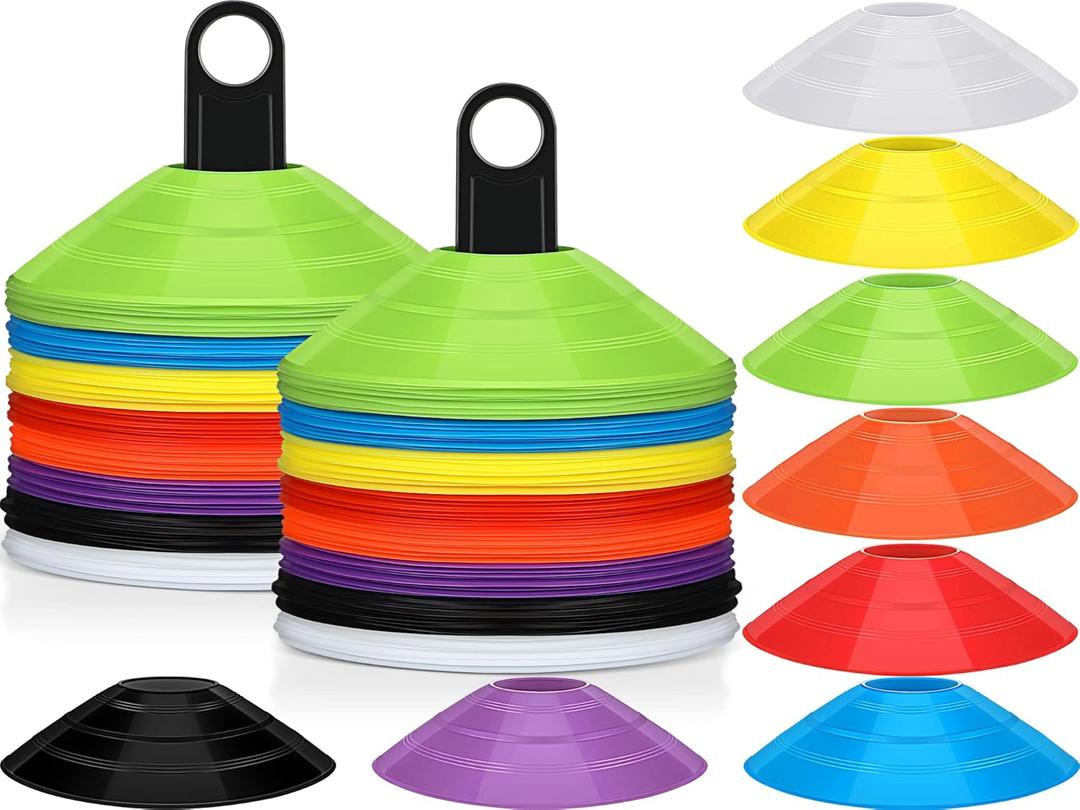 Jerify 80 Pcs Soccer Cones for Drills with 2 Holders Multi Color Sports Disc Cones Agility Training Equipment Field Markers for Kids Youth Football Basketball Playing Field Ball Game Practice