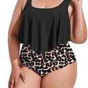 Mooncore Womens Plus Size Swimsuit High Waisted Tankini Bathing Suits Two Piece Flounce Bikini Swimsuit 4XL