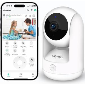 Pet Camera for Dog Cat Indoor with 1-Key-Call and Motion Tracking, 2K 3MP HD Baby Monitor with Phone App, Live Video&Playback with Pan/Tilt Rotating, Wireless WiFi Cameras for Home Security