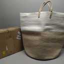 Large Woven Laundry Basket Hamper,60L Cotton Rope Storage Bin for Blankets, Toys and Clothes, Decorative Tall Nursery Hamper for Living Room, Baby Nursery, Bathroom and Bedroom, Brown