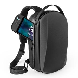 Relohas Hard Shell Travel Sling Bag Compatible With Nintendo Switch 2, Protective Case with Water-Resistant Design, Adjustable Strap & Organized Storage (Black)