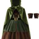 ReliBeauty Archer Costume Girls Huntress Costume for Girls with Cape,Green (10-12/150)