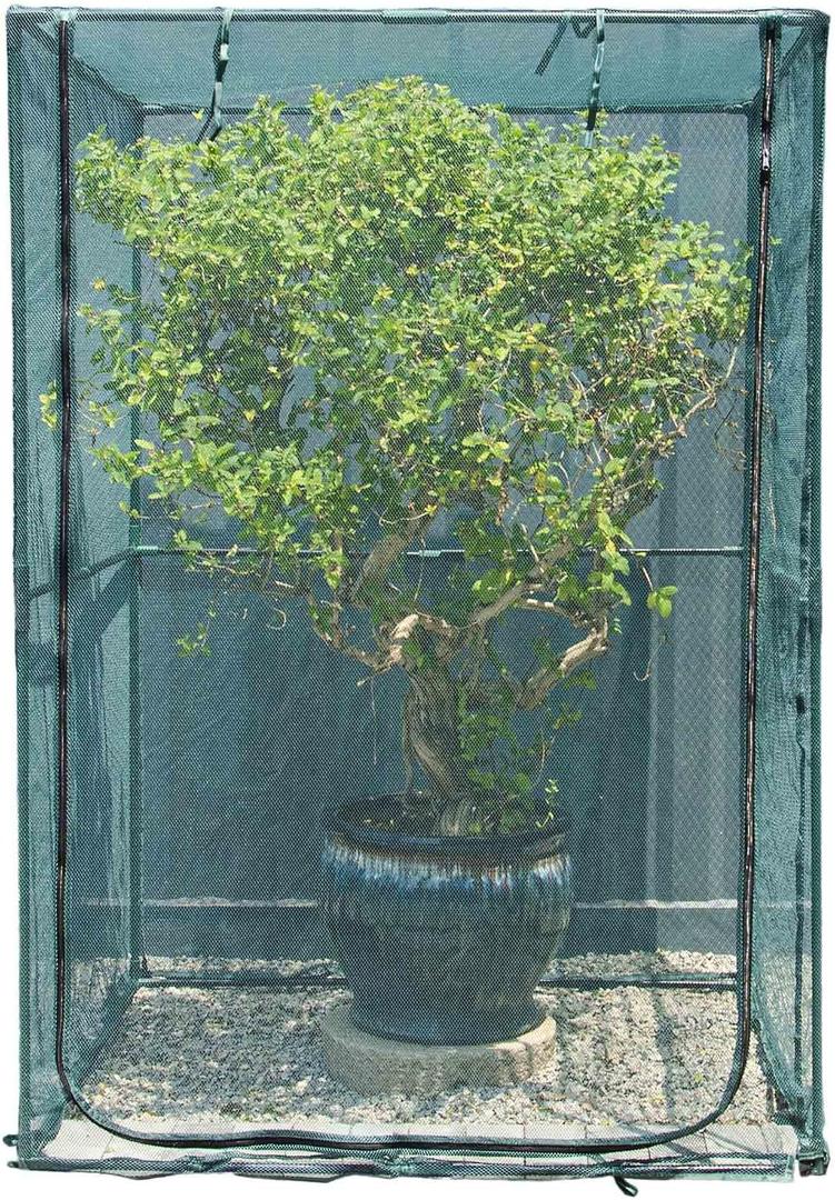 Portable 4'x4' Large 6FT Tall Plant Netting Cover Crop Cages Pest Guard Cover for Vegetables and Fruits Plant Durable Gardening Net with 4 Stakes