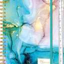 Lonely Oak Academic Planner 2026-2027, Daily Weekly and Monthly Agenda Planner 6.18" x 8.5" with Tabs, 15 Months Spiral School Year A5 Calendar from Apr.2026 to Jun.2027 for Student and Teacher (Cyan Marble)