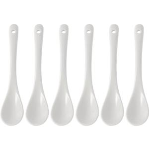 Set of 6 Premium White Porcelain Coffee Spoons for Espresso, Tea, Sauces, and Desserts,(13cm,5.12inch)