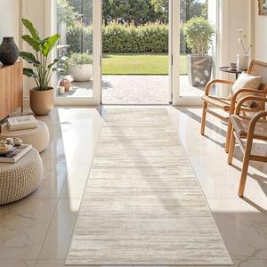 Restydon 2x7 Runner Rug Non Slip, Thin Entryway Washable Rug for Entryway, Runners for Hallways, Low Pile Vintage Abstract Soft Rugs for Living Room, Kitchen, Bedroom(2'x7', Brown/Beige)