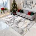 Non-Slip Marble Pattern 5x7ft Area Rug with Gold Veins, Low Pile Modern Minimalist Design, Durable & Easy - Clean, Perfect for Living Room, Bedroom, or Dining Room-Golden Gray