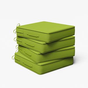 Outdoor Chair Cushion 19 x 19 x 4 Inches Patio Furniture Outdoor Waterproof Seat Cushion, Patio Chair Cushion with Handles and Ties, Square Dining Chair Cushion Set of 4, Grass Green
