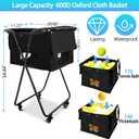 Foldable Tennis Ball Hopper, Holds 170 Balls, Large Capacity Tennis Ball Hopper with Wheels for Baseball Softball Pickleball Training