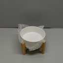 Elevated Ceramic Cat Bowl  Cat Food Bowl with Bamboo Stand  Raised Dog Dish for Puppies  Anti Vomiting, Stress Free  13.5 oz / 400 ml  White