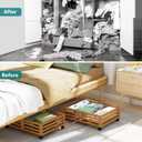 Wisuce Bamboo Under Bed Storage Containers- Underbed Organizer with Wheels with Dust Bag,Sturdy Wood Rolling Under the Bed Shoe Storage Organizer Drawers (Brwon, 2 Pack (23.62"16.54"))
