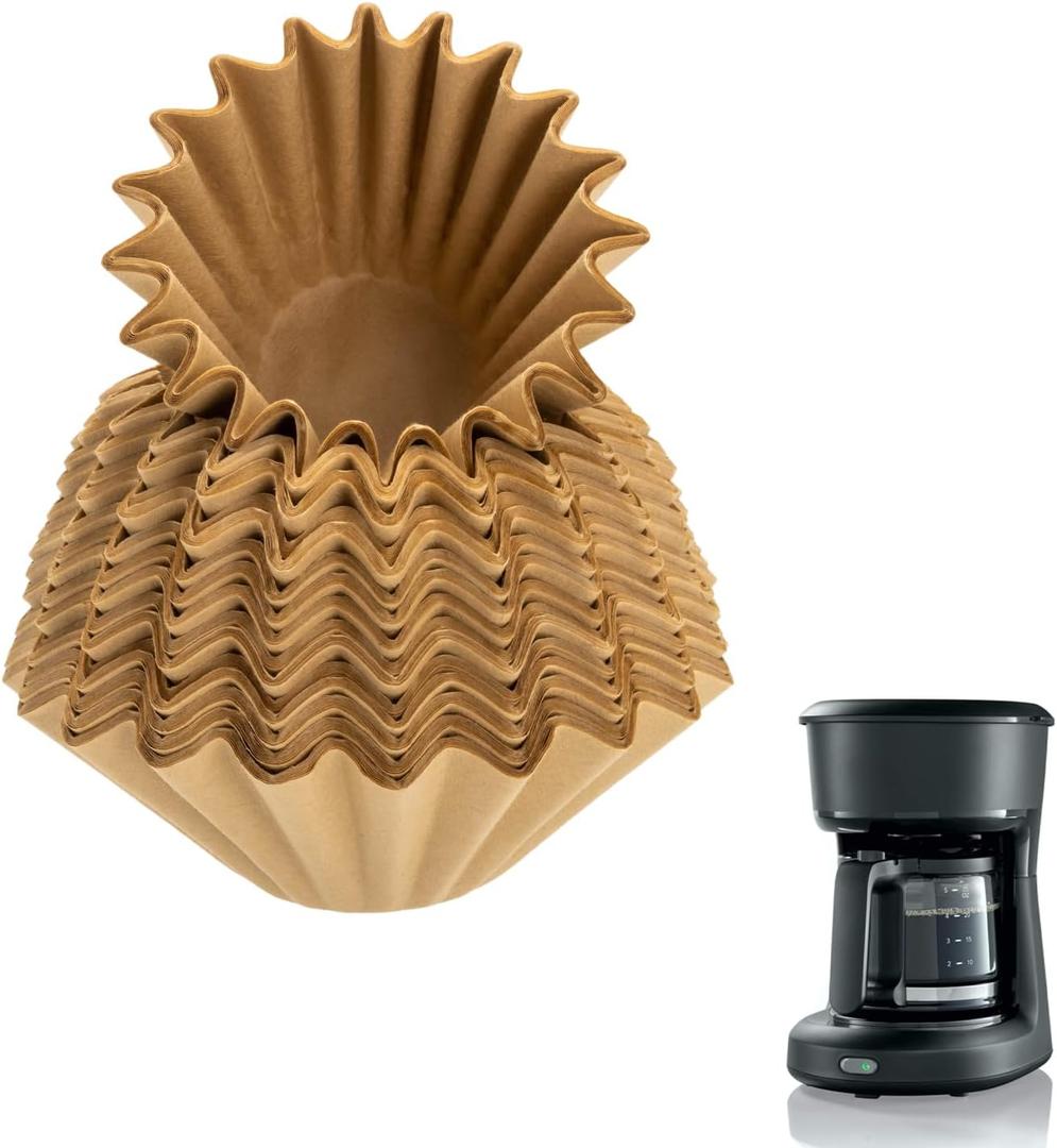150 PCS Coffee Filters Compatible with Mr. Coffee 5-Cup, Small Unbleached Coffee Filter Paper, Durable Paper with Clean Taste, No Grounds Overflow, Improved Brew Extraction, for Home and Office