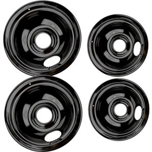 5304430149 and 5304430150 Porcelain Burner Drip Pan Bowls Replacement 318067041 and 318067051 Electric Range Cooktop By AMI PARTS Includes 2 8-Inch and 2 6-Inch Pans