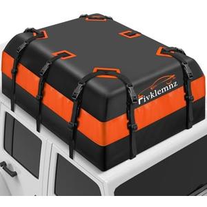 FIVKLEMNZ 30 Cubic Rooftop Cargo Carrier Waterproof Soft Car Roof Bag | for All Top of Vehicle with/Without Rack Includes Topper Anti-Slip Mat + Reinforced Straps + 6 Door Hooks + Luggage Lock
