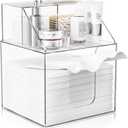 Disposable Facial Towels Storage Box Compatible with Clean Skin Club Clean Towel XL-Cotton Pads-Swabs Upgraded Double Layer Face Towel Holder Acrylic Storage Container Valentine's Day Gifts (Clear)