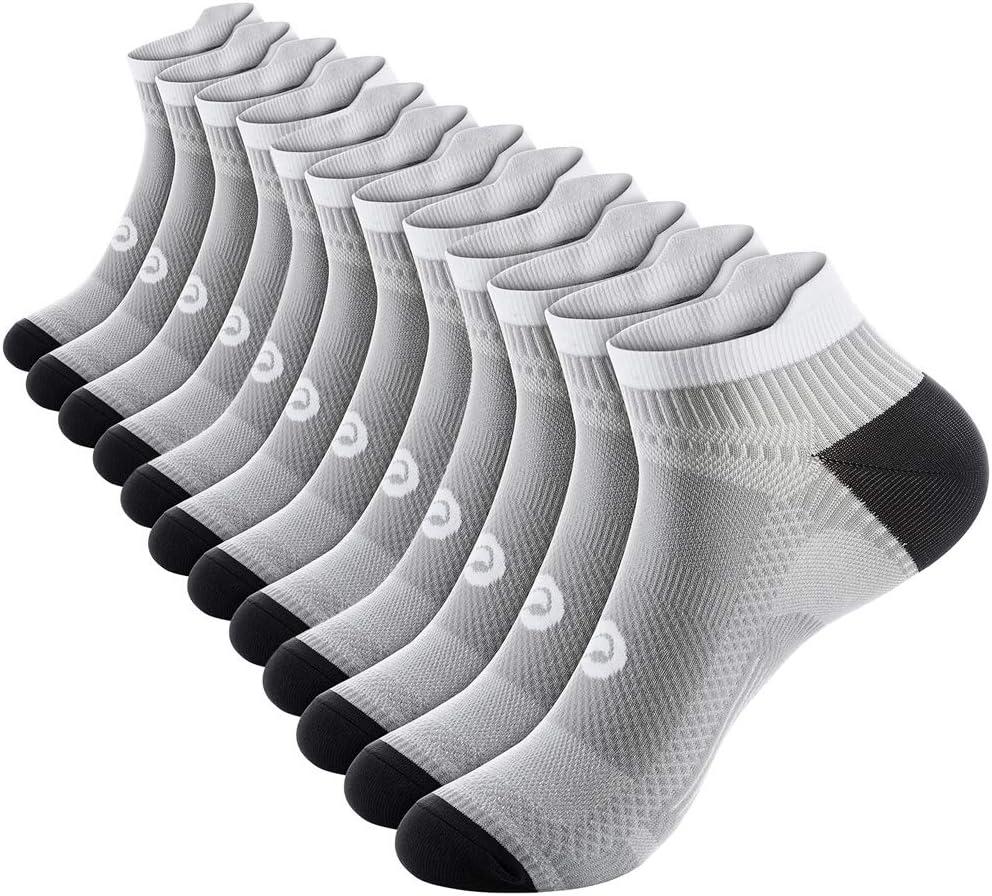 PAPLUS Ankle Compression Sock for Men and Women 2/4/6 Pairs, Low Cut Compression Running Sock with Ankle Support (Gray)