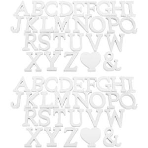 HOZEON 56 PCS Decorative Wooden Letter, White Free-Standing Wood Letters, Modern and Stylish Wall Letters for Bedroom, Wedding, Birthday Party, Children, Home Decoration