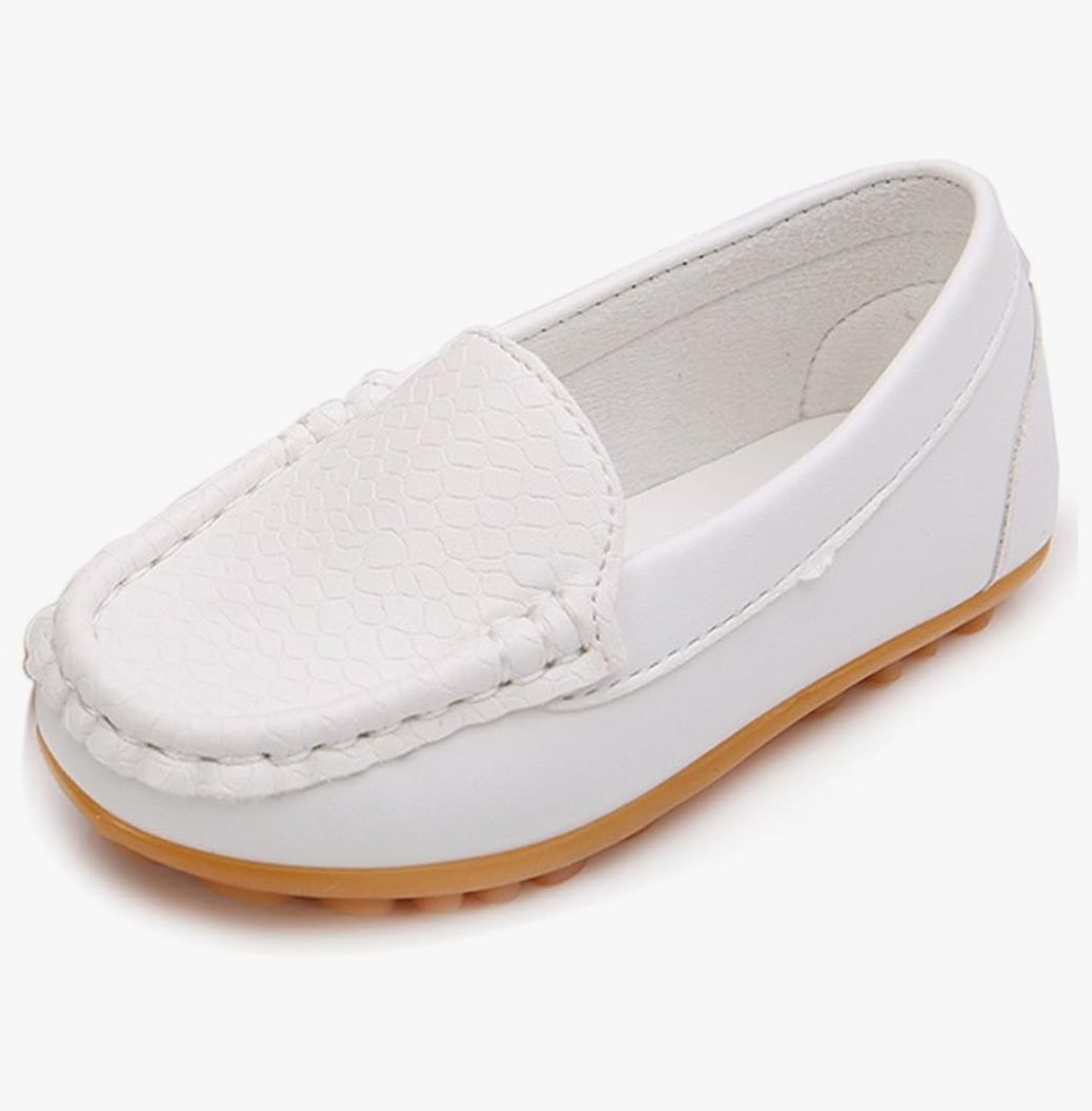 LONSOEN Toddler Little Kid Boys Girls Soft Slip On Loafers Dress Flat Shoes, 35