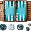 20 Inch Large Backgammon Sets for Adults, Green Backgammon Board, Solid Wood. Removable Accessory Tray, Premium 1.5 Inch Checkers & Dice Set, Backgammon Game Set Backgammon Table