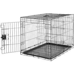 Amazon Basics Portable Metal Wire Dog Crate with Removable Tray, Single Door with Divider Panel, Foldable, Collapsible, Easy to Assemble & Clean, 36" x 23" x 25", Black