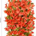 HyeFlora Bougainvillea Artificial Hanging Flowers Plants for Outdoors Decoration, 2pcs Faux Bougainvillea Vines Orange Fake Flowers Realistic UV Resistant Silk Flowers for Outside Planter Yard Porch