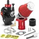 NIBBI PE24mm Carburetor Kit for Predator 212,Upgrade for Coleman Predator 196cc 212cc 224cc Engine Performance Parts with Intake Manifold 48mm Air Filter(Red)