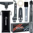 Saker Caulking Tool Kit-Aluminum 4 in 1 Sealant Finishing Tool Grout Remove Scraper Caulk Remover Glass Glue Angle Scraper for Bathroom,Kitchen,Floor,Window,Sink Joint,Frames Seal Silver