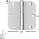 12 Pack Nickel Door Hinges Brushed Nickel 3 1/2 Interior Door Hinges Satin Nickel 3.5 Inch with 5/8 Radius Corners 3 "x 3 " Silver Hardware Controls JIW Garage Factory