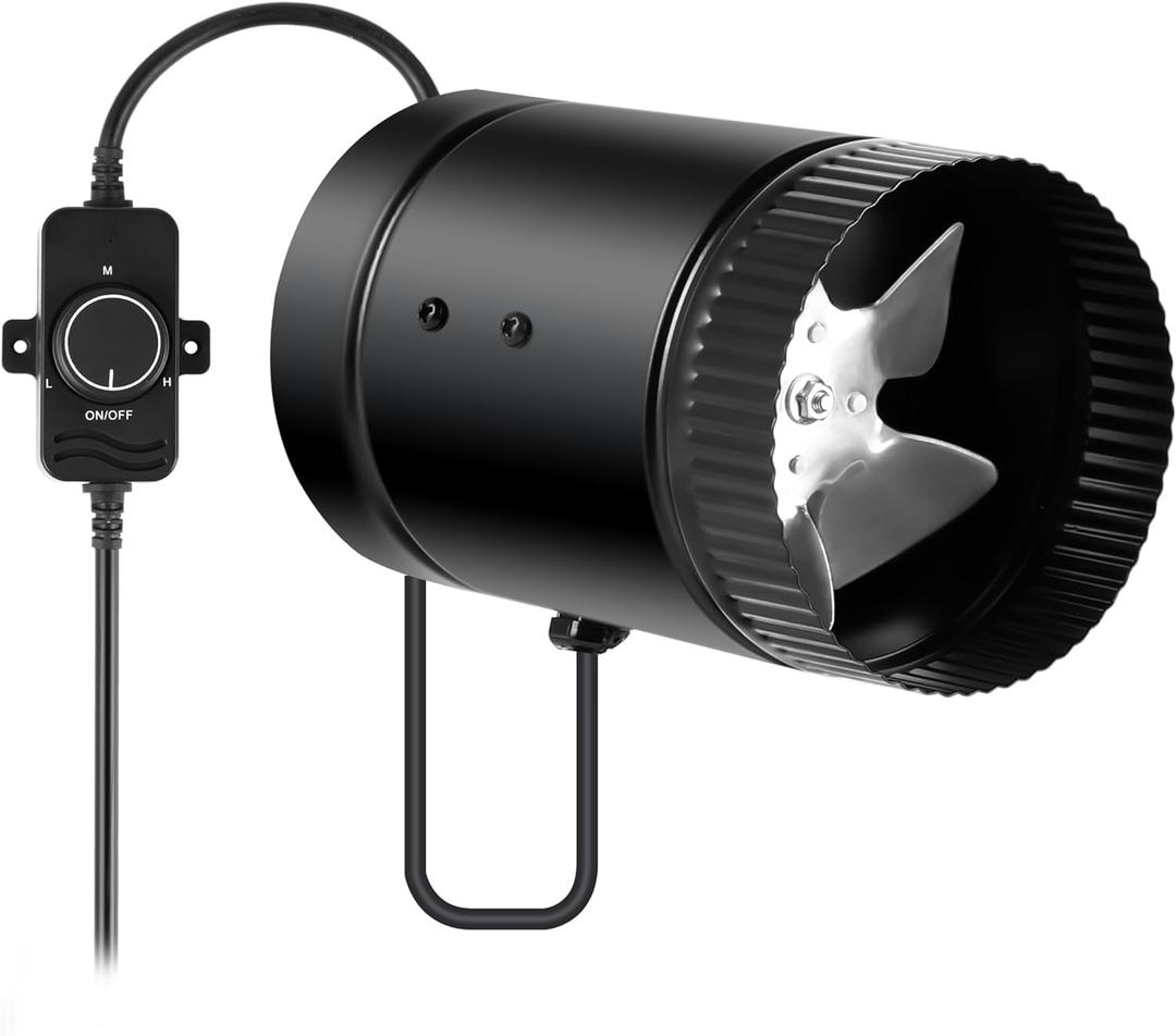 YSSOA 4 Inch 106CFM Inline Booster Duct Fan with Speed Controller, HVAC Exhaust Ventilation Blower with Low Noise for Basements, Bathrooms, Kitchens, Workshops and Attics