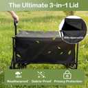 Small Collapsible Wagon Carts 140L with Waterproof Cover, 360LBS Heavy Duty Foldable Grocery Cart with Detachable Side Pouch & 360° Front Wheels for Garden,Camping, Shopping, Outdoor Sports (Black)