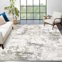 Area Rug - 10x13 Washable Modern Abstract Faux Wool Low Pile Ultra Soft Stain Resistant Accent Non Slip Non Shedding Throw for Living Room & Bedroom, Taupe/Beige (10'x13')