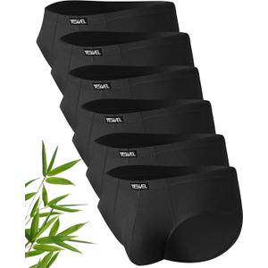 Mens Underwear Briefs Cool Viscose Made from Bamboo, Breathable Moisture Wicking Underpants With Contour Pouch 6 Pack (Small)