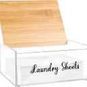 Acrylic Laundry Detergent Sheets Holder with Bamboo Lid, Laundry Soap Sheets Container Box Dispenser for Laundry Room