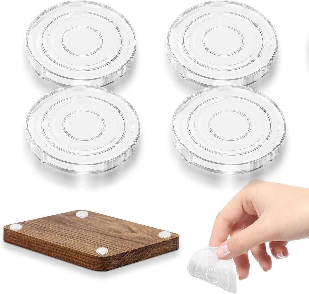 4 PCS Non Slip Cutting Board Feet 1.6 Inch - Self Adhesive Silicone Pads No Screws Needed - Thick Reusable Washable Gripper Pads for Countertops Boards Trays Furniture (4/8/12 Packs) (4)
