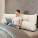 Wenqik Wedge Pillow King Triangular Headboard Bed Reading Backrest Back Support Long Pillow with Removable Cover for Dorm Room Supplies Housewarming Gift(White)