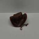 SideWinder Australian Cowboy Leather hat Unisex Adult for Men and Women Shapeable Outback Western Style Wide Brim (Small, Brown)