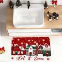 Christmas Rug Mat Winter Snowflake Xmas Village Bathmat Absorbent Bathroom Mat for Holiday Kitchen Living Room Decoration, 16.5 x 29.5 in