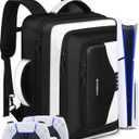 COMECOI Carrying Case for PS5, Travel Backpack for PS 5 Pro, Large Capacity Protective Storage Bag Compatible with Playstation 5 Disk/ Digital Edition Console, Controllers, Cards, Accessories (White)