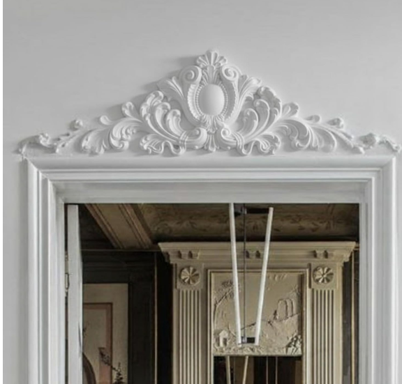 Sintuff Door Frame Wall Pediment, 16" H x 47" W x 2" P, Retro Style