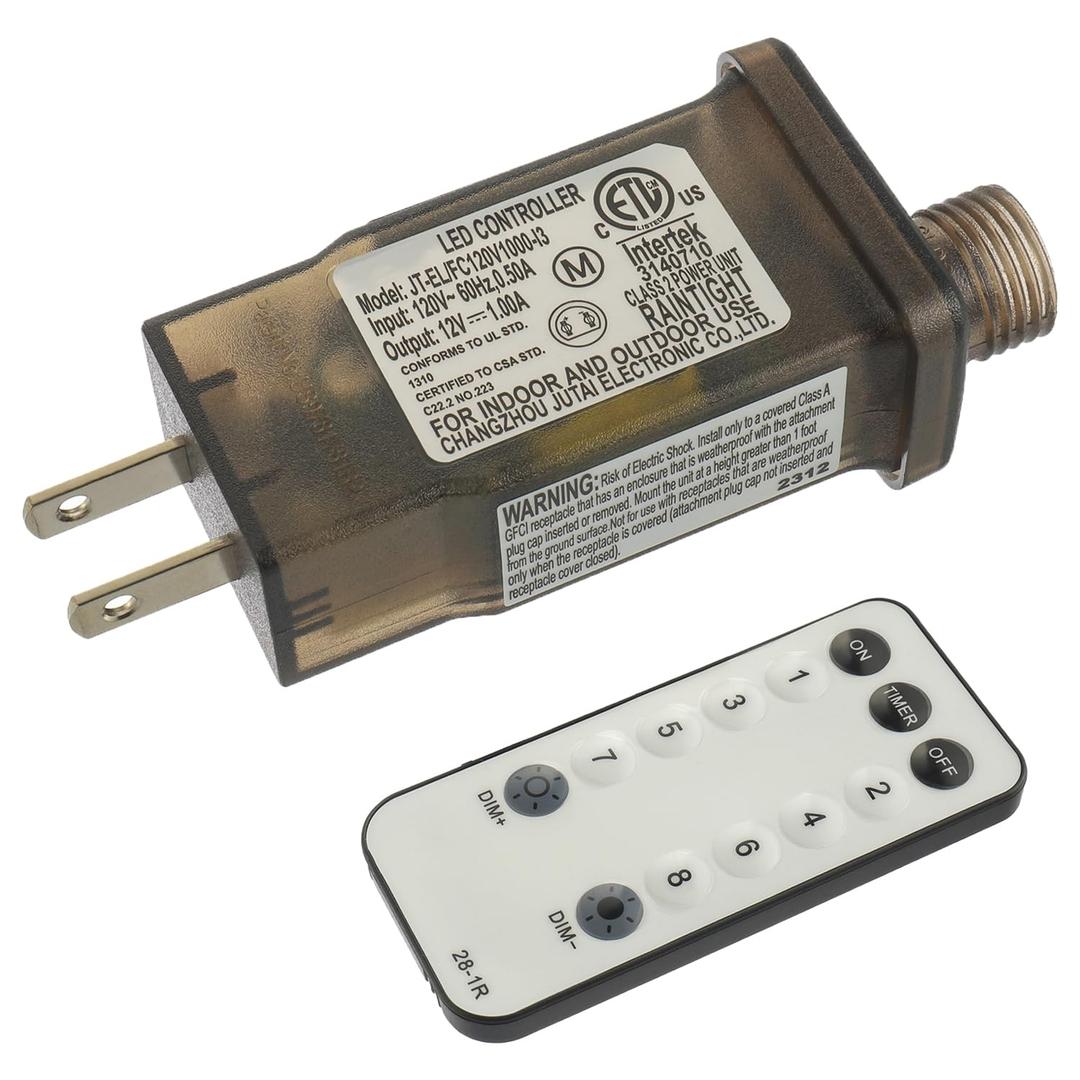 12V 12W 8 Mode LED Controller with Memory Function and IR Remote Control Low Voltage Transformer for Holiday String Lights,not Fit for 8 Mode with Control Box and 1 Mode String Light(1 pcs)