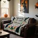 Cozy Halloween Throw Blanket 50x60 Inches - Soft Flannel Oversized Horror Themed Decor for Fall Day of The Dead, Featuring Witch Designs, for Women