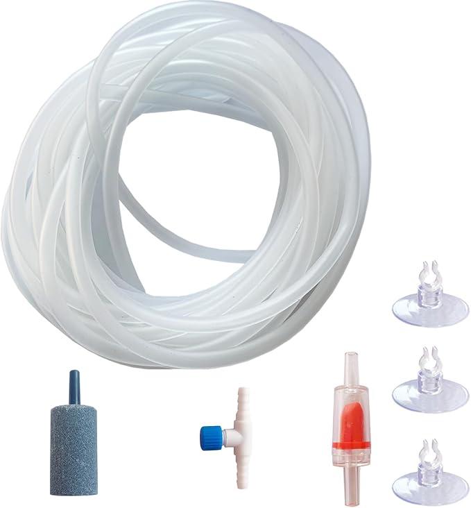Aquarium Air Pump Accessories - Contains Airline Tubing, Control Valve, Air Stones, Check Valves, Suction Cups