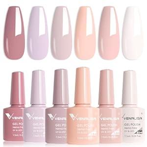 VENALISA Blue Gel Nail Polish Set, 6 Colors Light Blue Gel Polish UV Soak Off For Nail Salon DIY Home Manicure