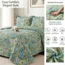 TWINRUN California King Quilt Sets,3 Pieces Oversized Cotton King Size Quilt Bedding Set (108 X 118 Inches), Vintage Sage Green California King Bedspread, Lightweight Cotton Coverlets for All Seasons