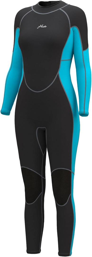 Hevto Women Wetsuit 3/2mm Neoprene Wet Suit Keep Warm in Cold Water for Surfing Swimming Diving (6S, W1-Blue New Upgrade)