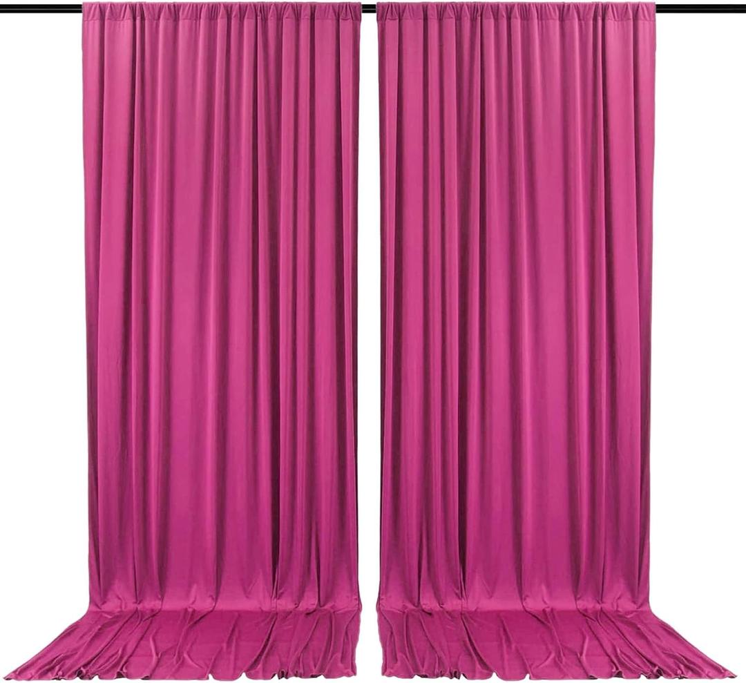 2 Panels Fuchsia Backdrop Curtain, 10 x 7 Feet Background Curtains for Parties, Weddings, Baby Showers, Bachelorette Halloween, Christmas Birthday Party Photoshoot Backdrop Curtains Decorations, Rose Red 