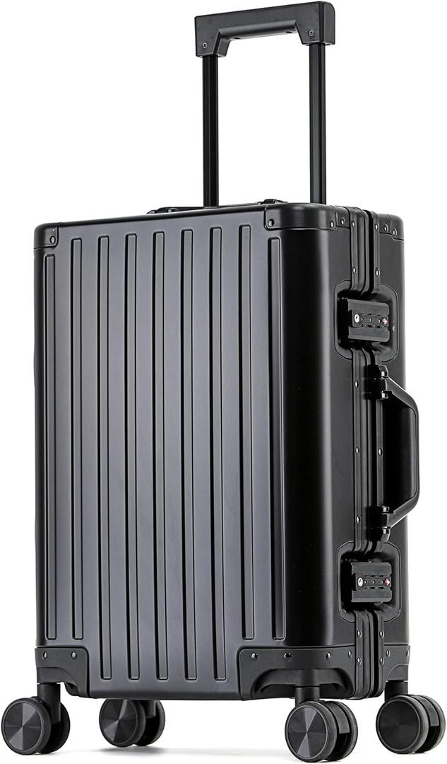 YYW Full Aluminum Frame Carry On Luggage - Airline Approved Hardside Spinner Suitcase with Security Lock